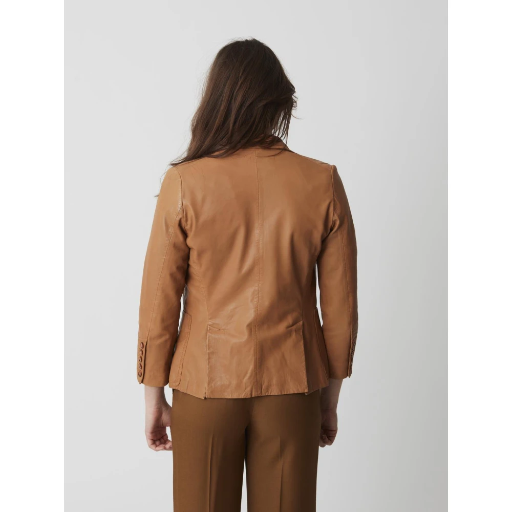 Bully Stijlvolle Leren Jas voor Vrouwen Brown Dames