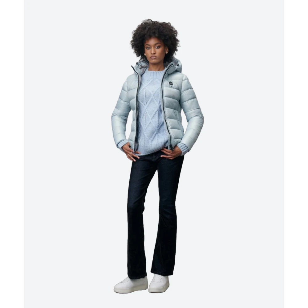 Blauer Gestreepte jas met ruitpatroon Blue Dames