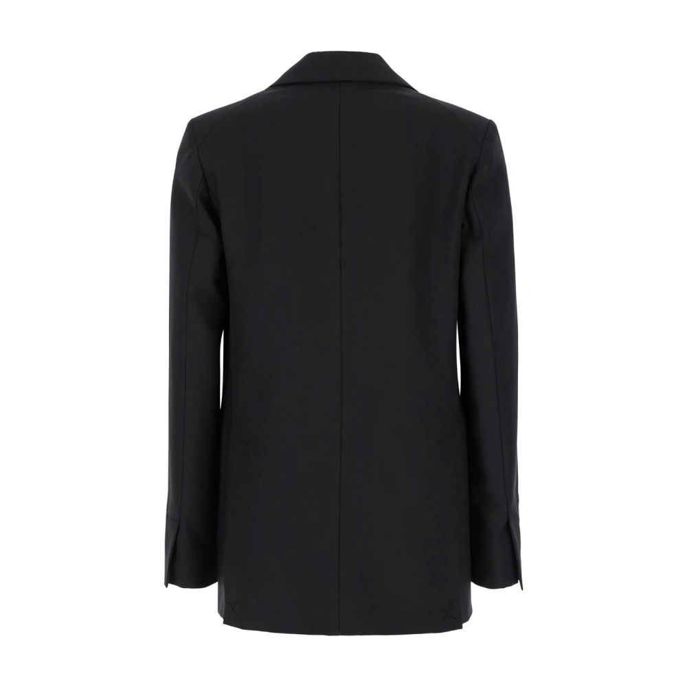 Semicouture Zwarte Single-Breasted Jas met Zakken Black Dames
