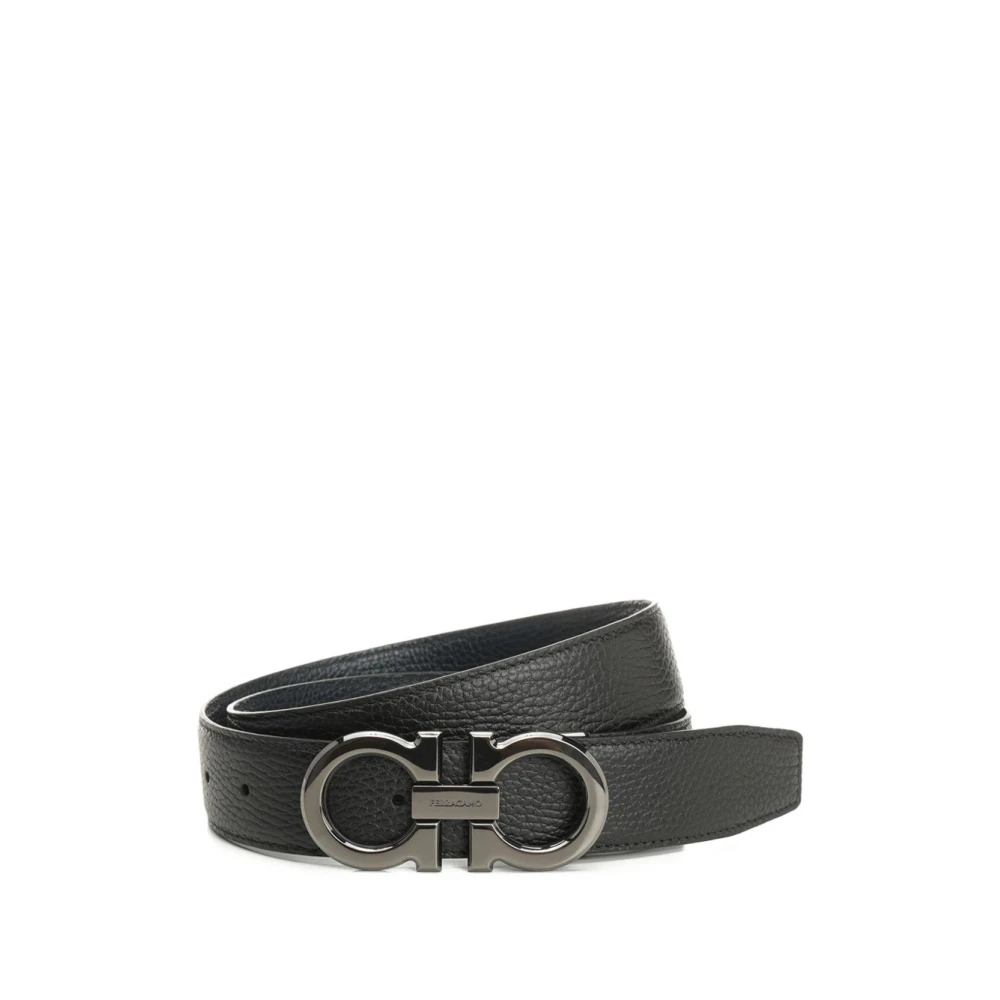 Ferragamo Men's Black Gancini Buckle Belt - Belts - 90 Cm - Accessories