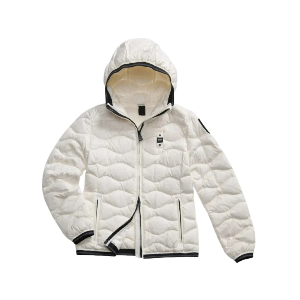 Blauer Women's White Quilted Down Jacket With Wave Pattern - Winter Jackets - M - Jackets
