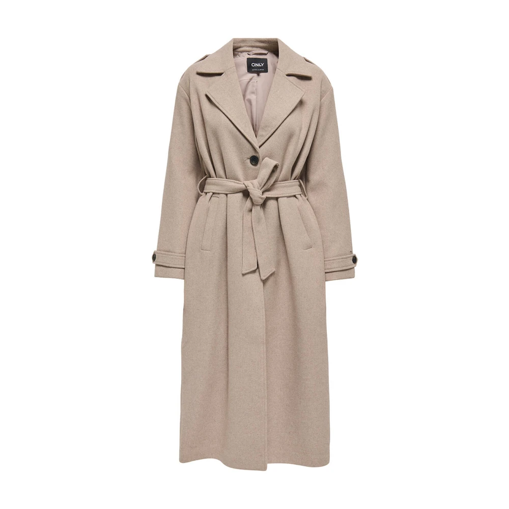 Only Lange Wol Trenchcoat Brown Dames