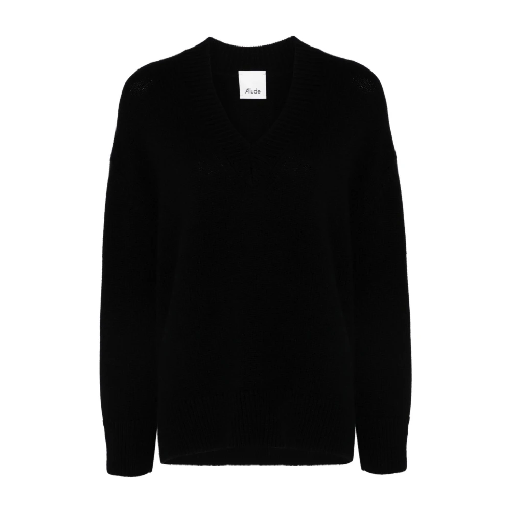 Allude V-hals gebreide trui Black Dames