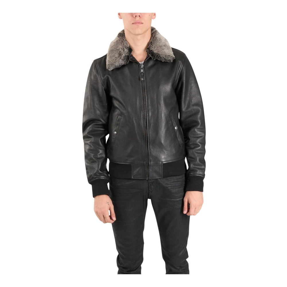 Schott NYC Leren Jack met Rits Black Heren