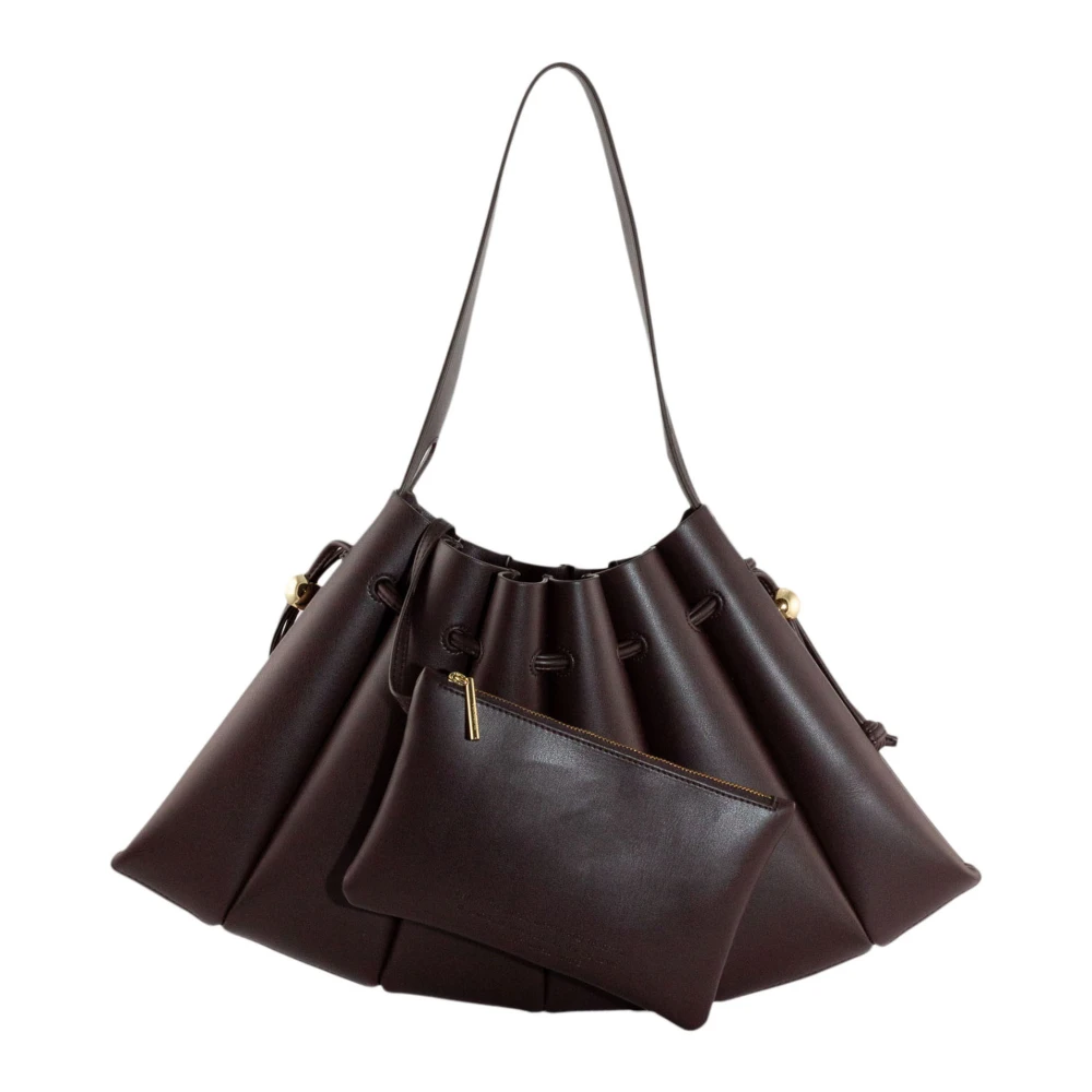 THEMOIRè Bruine Calypso-tas met Geplooide Details Brown Dames