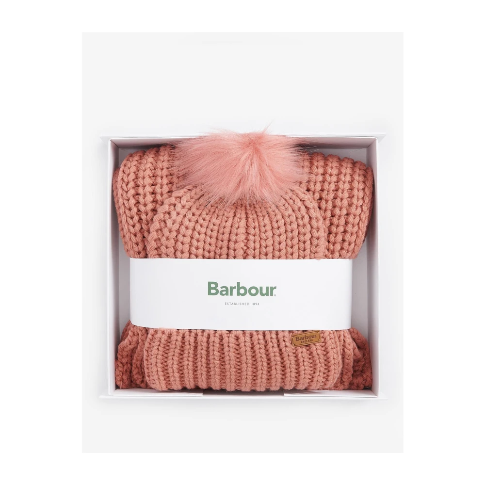 Barbour Roze Beanie Sjaal Set Pink Dames