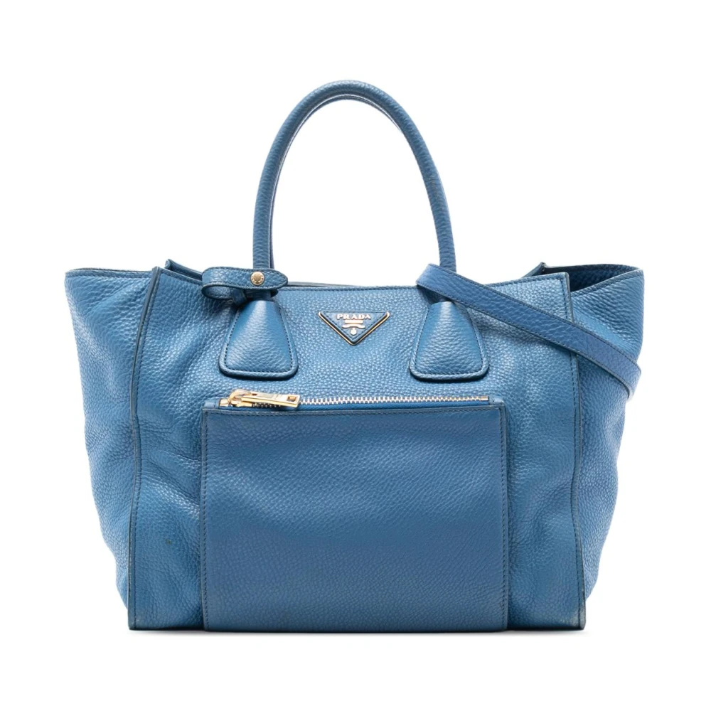 Prada Vintage Women's Blue Vintage Handbags, One Size, Pre-Owned Leather Tote Bag