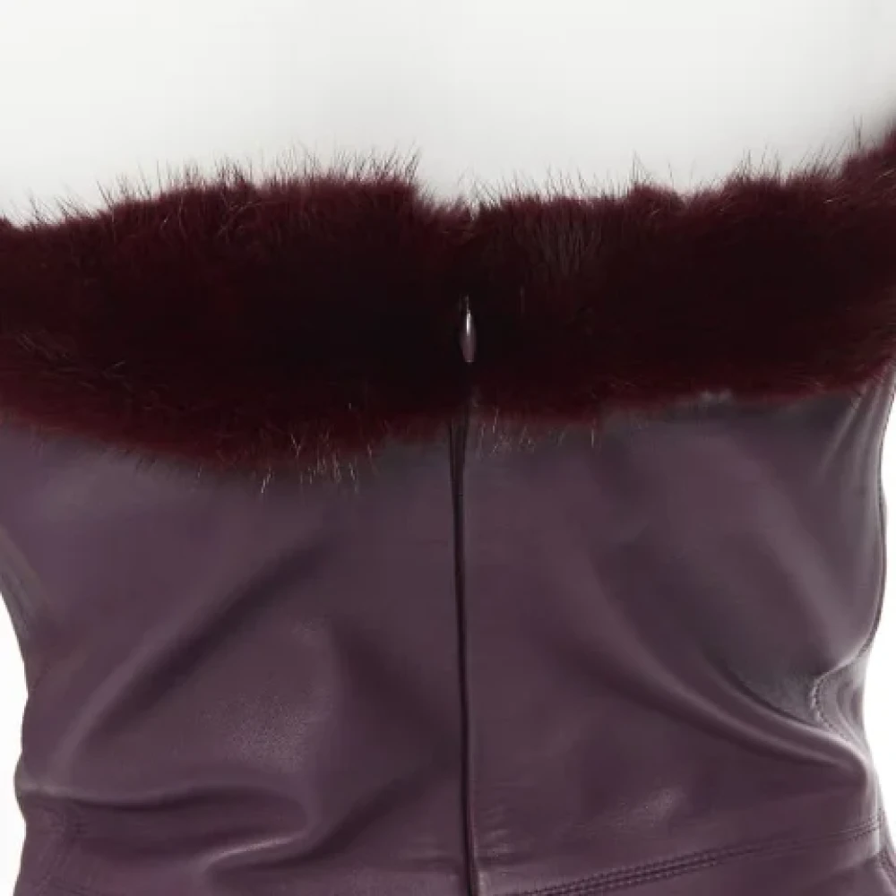 Versace Pre-owned Leather dresses Purple Dames