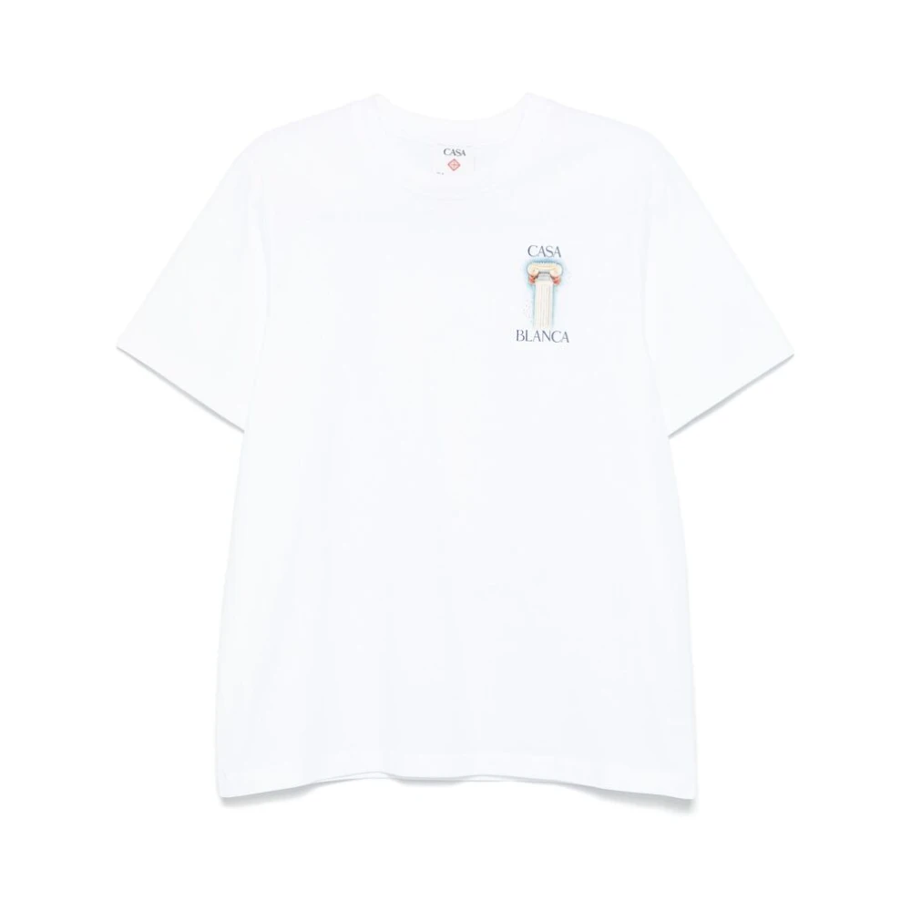 Casablanca Wit Logo Print Crew Neck T-shirt White Heren
