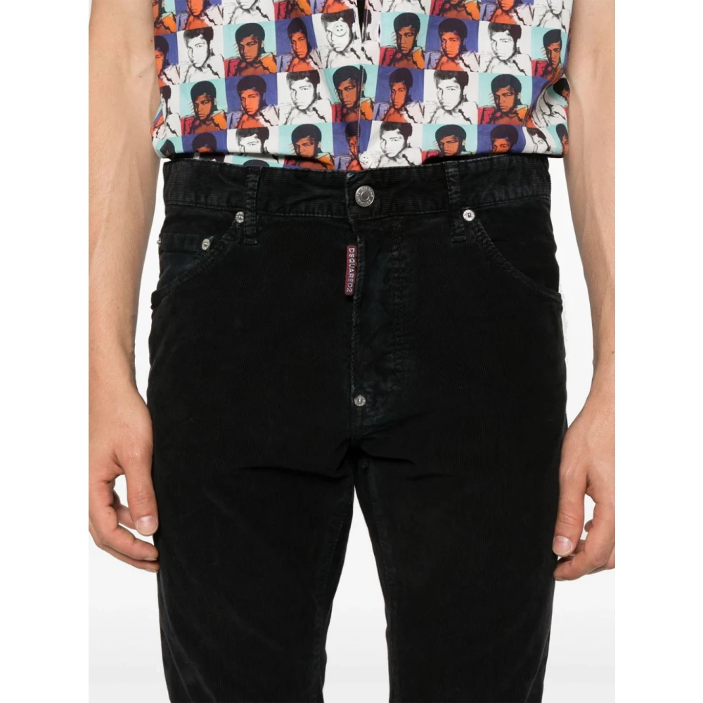 Dsquared2 Zwarte Corduroy Slim Fit Broek Black Heren