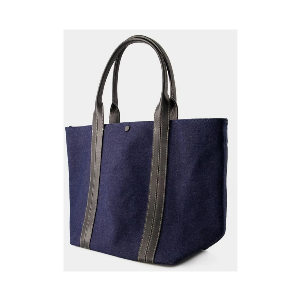 Vanessa Bruno Blauwe Denim Shopper Tas Katoen Snap Sluiting Blue Dames