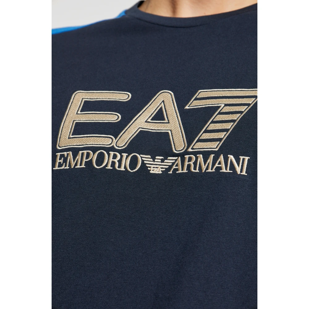 Emporio Armani EA7 T-shirt met geborduurd logo Blue Heren