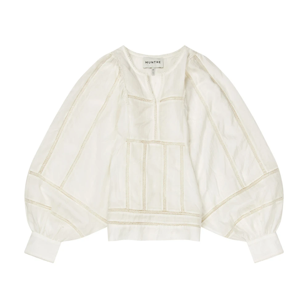 Munthe Elegante Doorschijnende Top met Wijde Mouwen Beige Dames