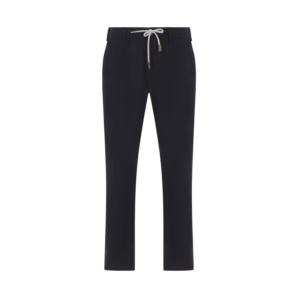 Eleventy Blauwe broek van stretchwol met elastische tailleband Blue Heren
