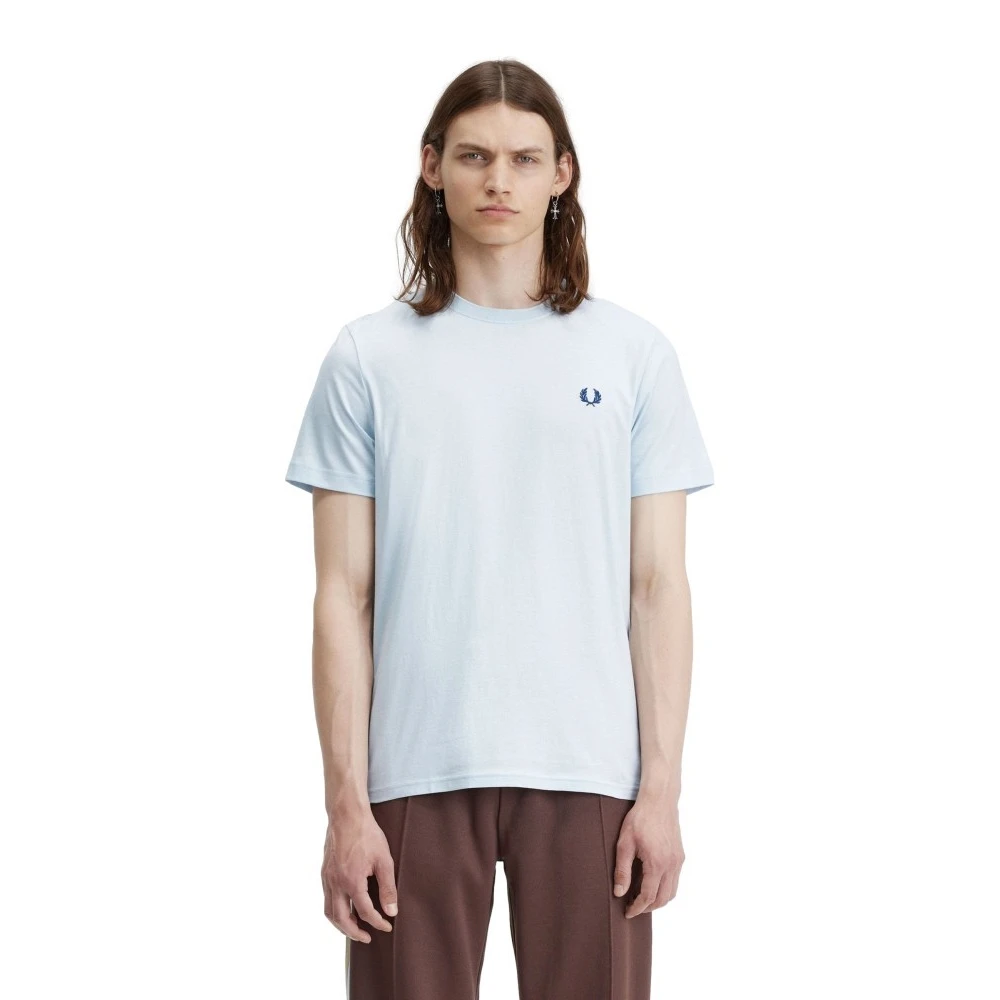 Fred Perry Blauw Logo Tee Geborduurde Stijl Blue Heren