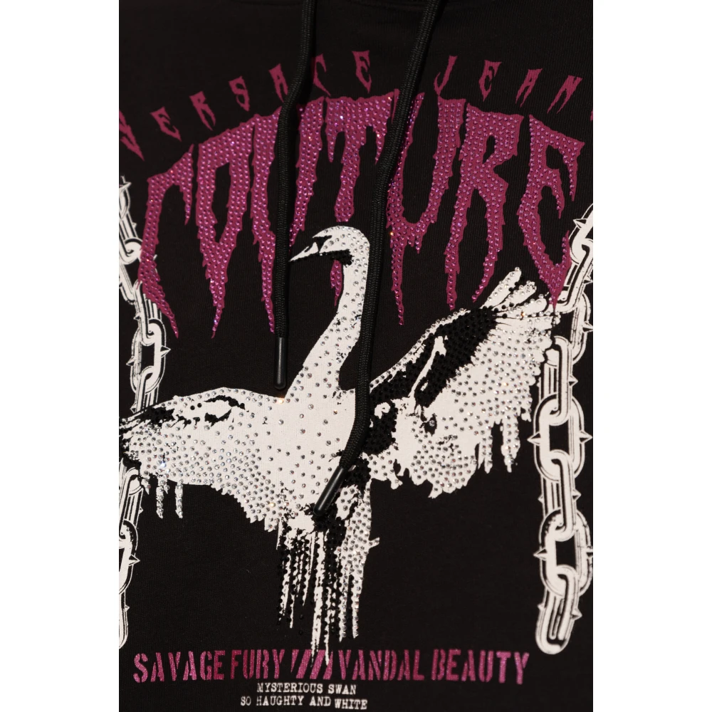 Versace Jeans Couture Oversized sweatshirt met glinsterende pailletten Black Dames