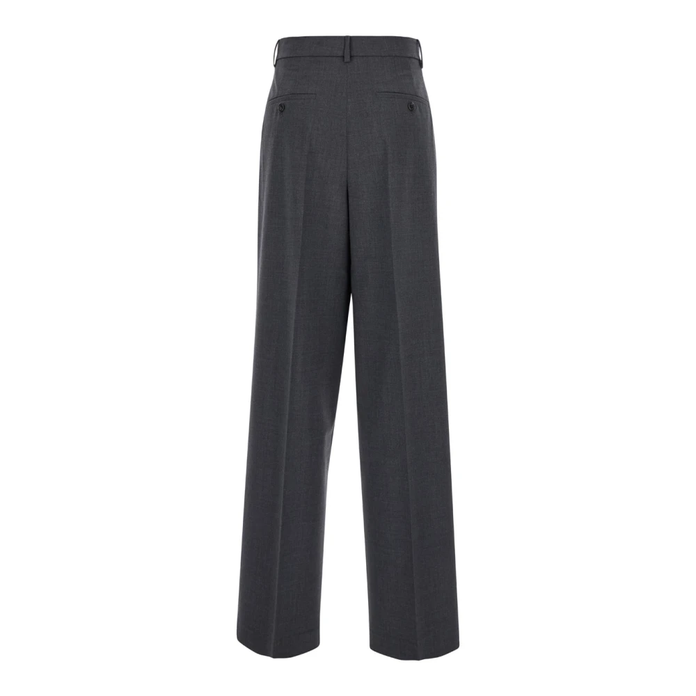 Theory Hoge Taille Grijze Broek Stretch Wol Gray Dames