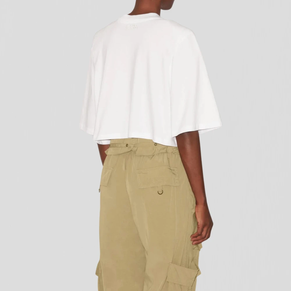 Isabel marant Wit Katoenen T-shirt met Gewatteerde Schouders White Dames