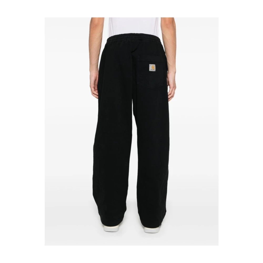 Carhartt WIP Zwarte Twill Broek met Logo Black Heren