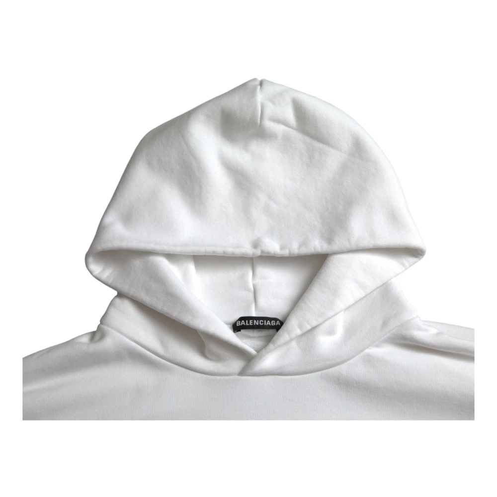 Balenciaga Witte Katoenen Logo Hoodie Pullover Sweatshirt Sweater White Heren