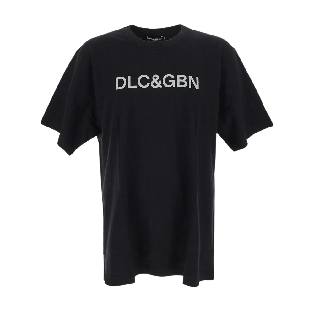 Dolce & Gabbana Zwart Logo Sfilata T-shirts en Polos Black Heren
