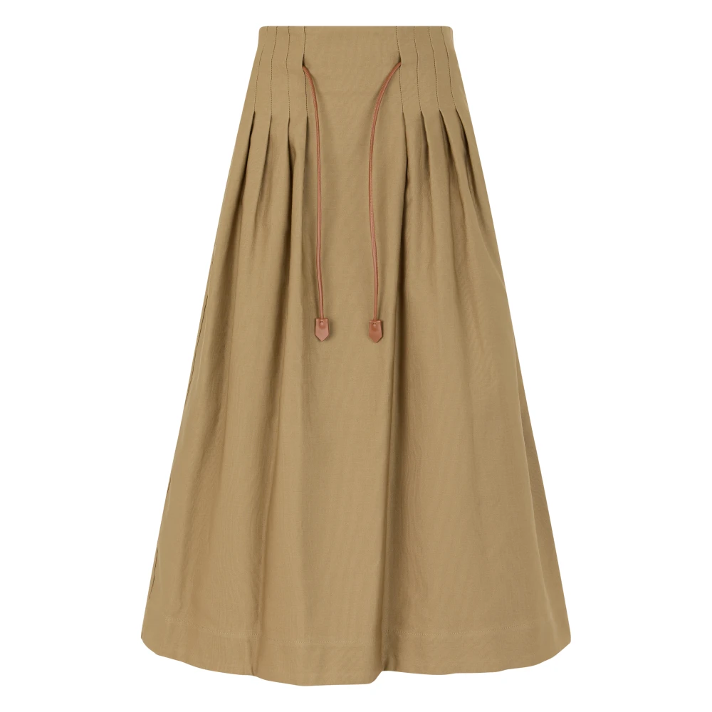 Max Mara Pleated Cotton Ottoman Skirt - Female - Midi Skirts - Beige - Xs - Skirts