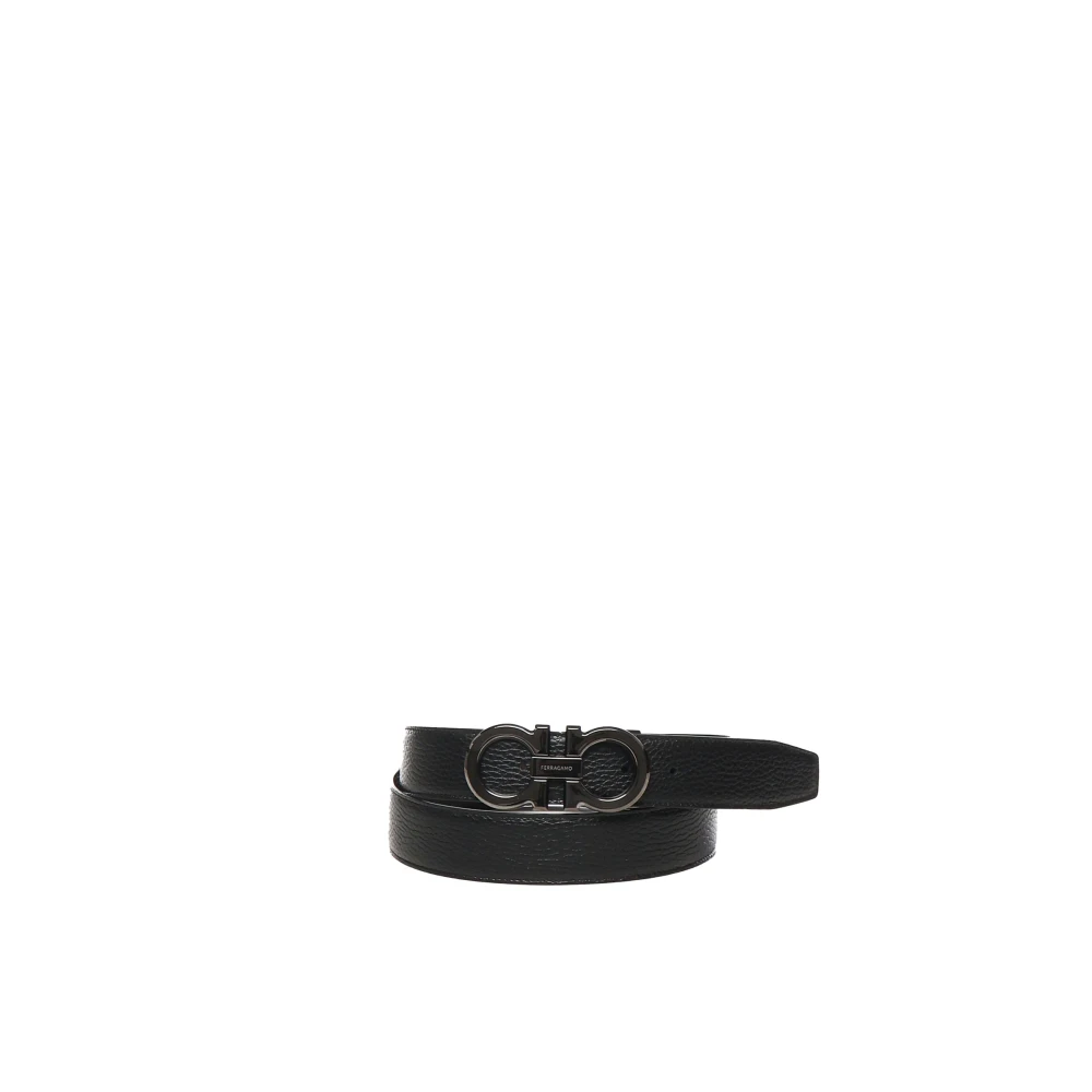 Salvatore Ferragamo Zwart leren Gancini gesp riem Black Heren