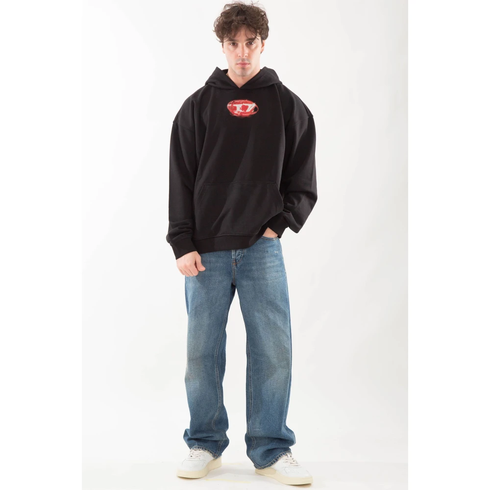 Diesel Achterlogo hoodie in 9XX Black Heren