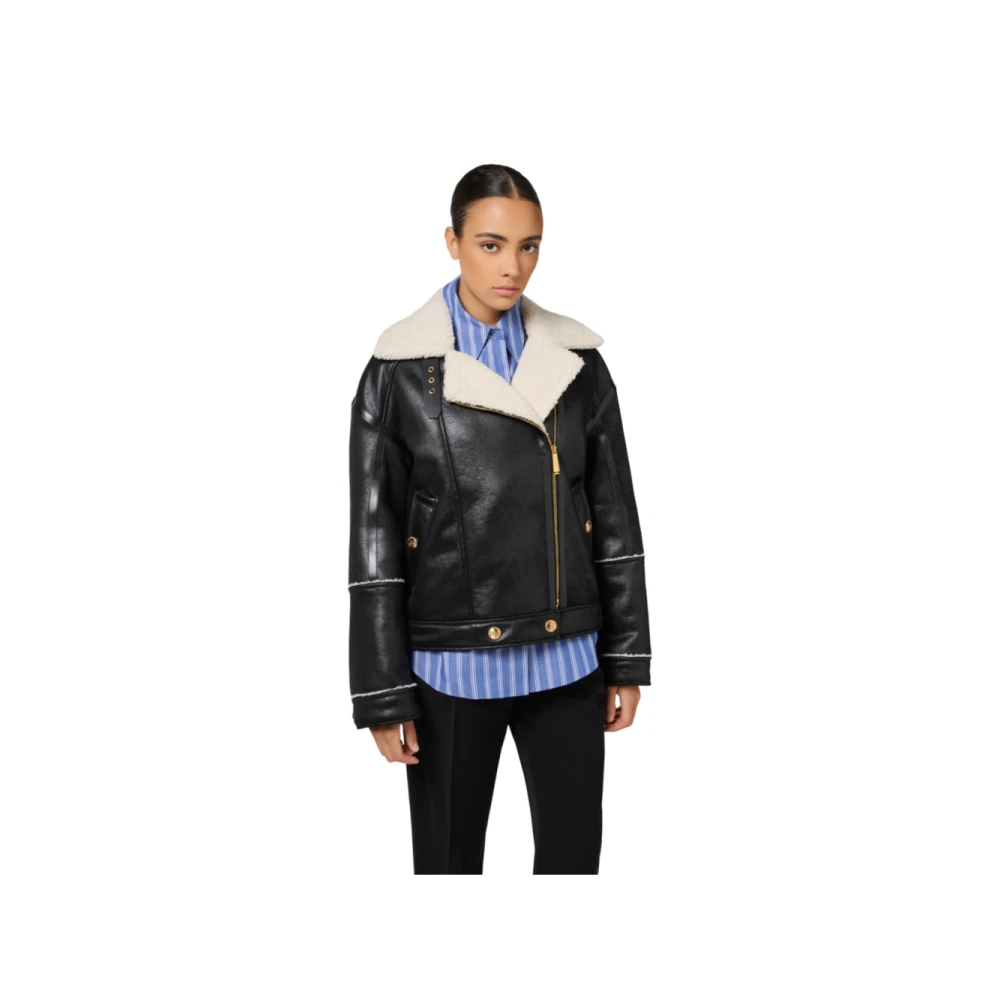 Elisabetta Franchi Zwarte Jassen voor Vrouwen Black Dames