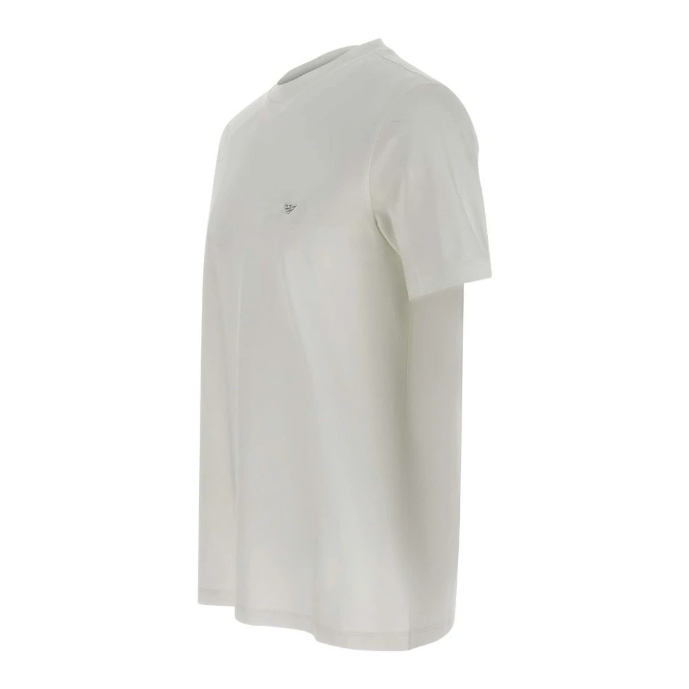Emporio Armani Witte Katoenen T-shirt met Mini Logo White Heren