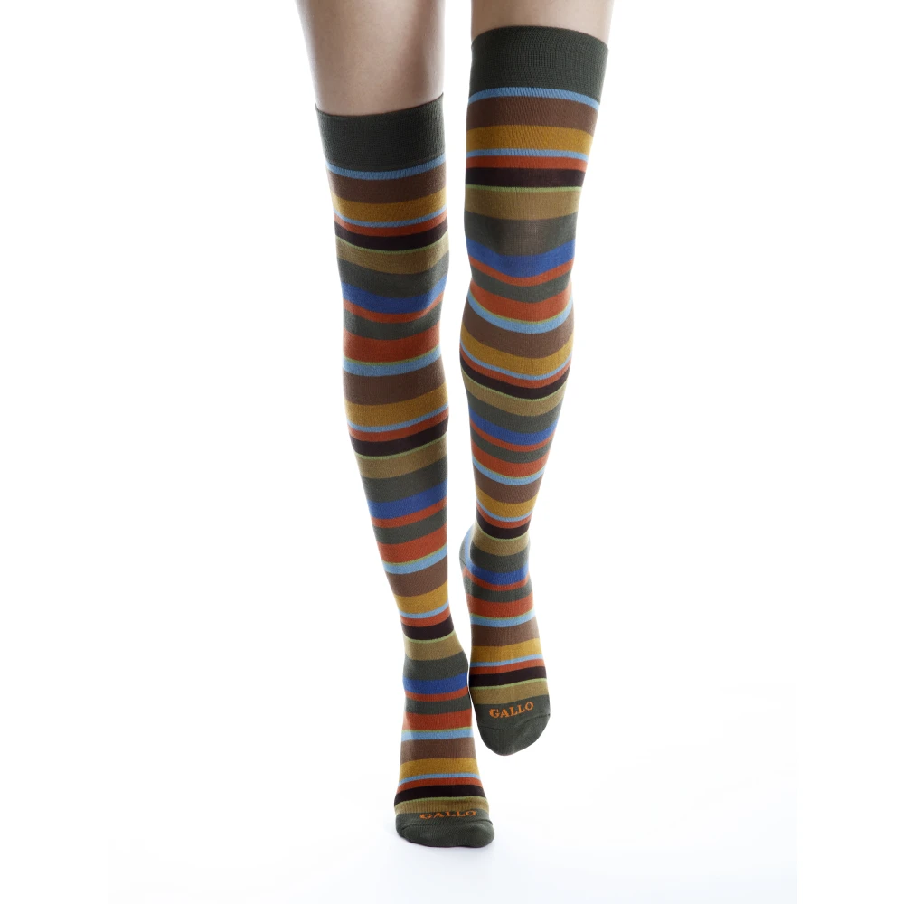 Gallo Groene kniekousen voor dames met veelkleurige strepen Multicolor Dames
