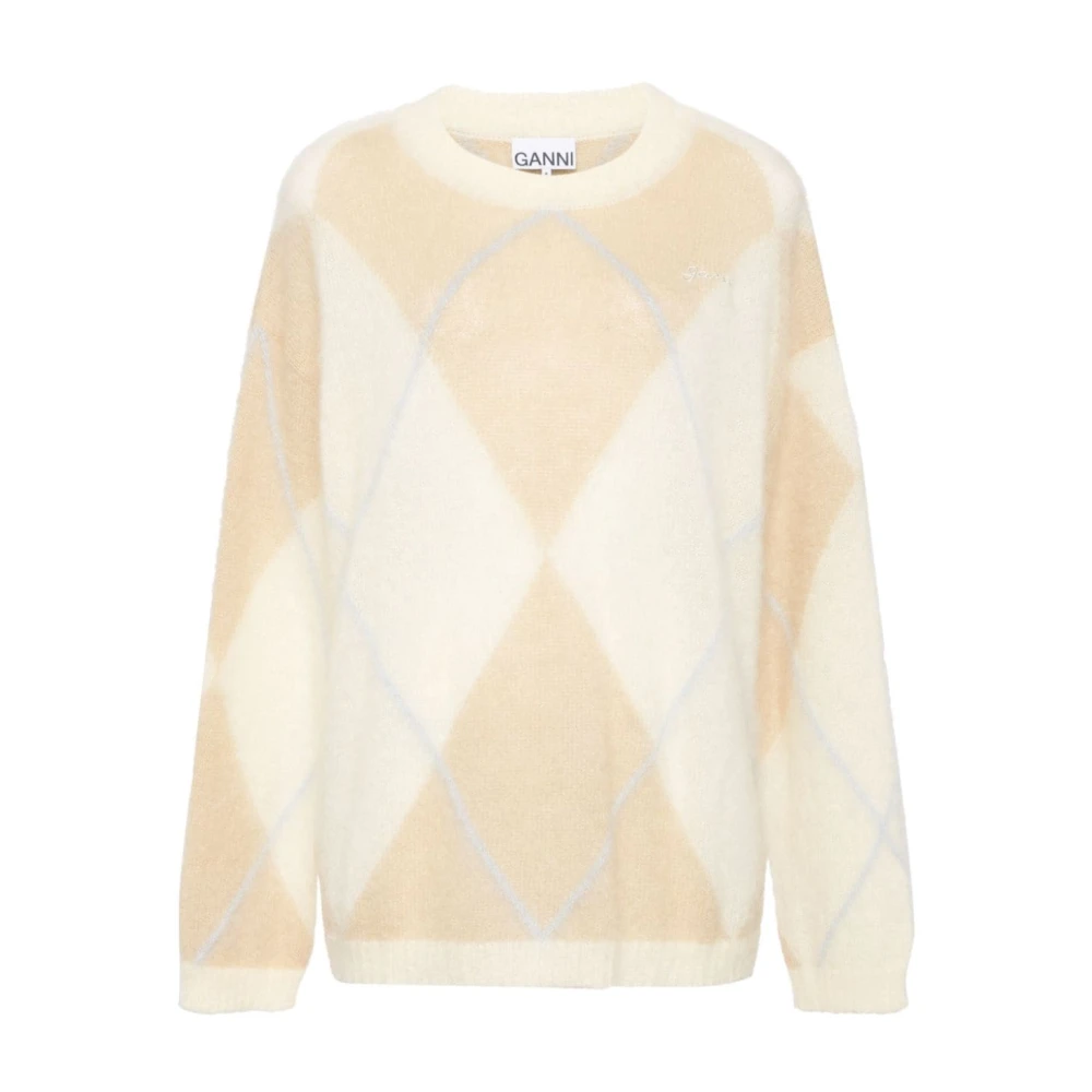 Ganni Multikleur Mohair O Neck Sweater Multicolor Dames