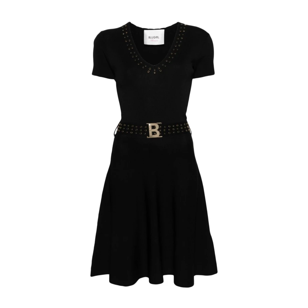 Blugirl Zwarte jurk met strass-steentjes Black Dames