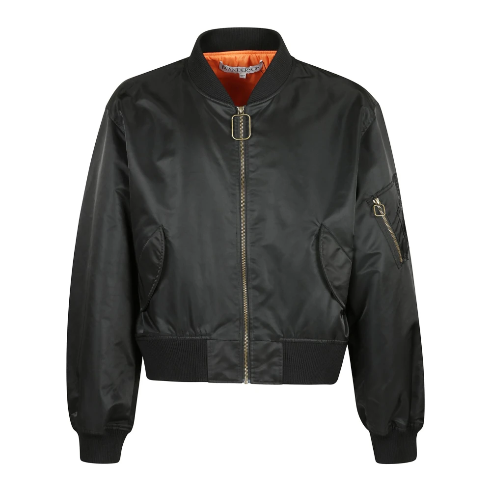 JW Anderson Stijlvolle Curved Hem Bomber Jacket Black Heren