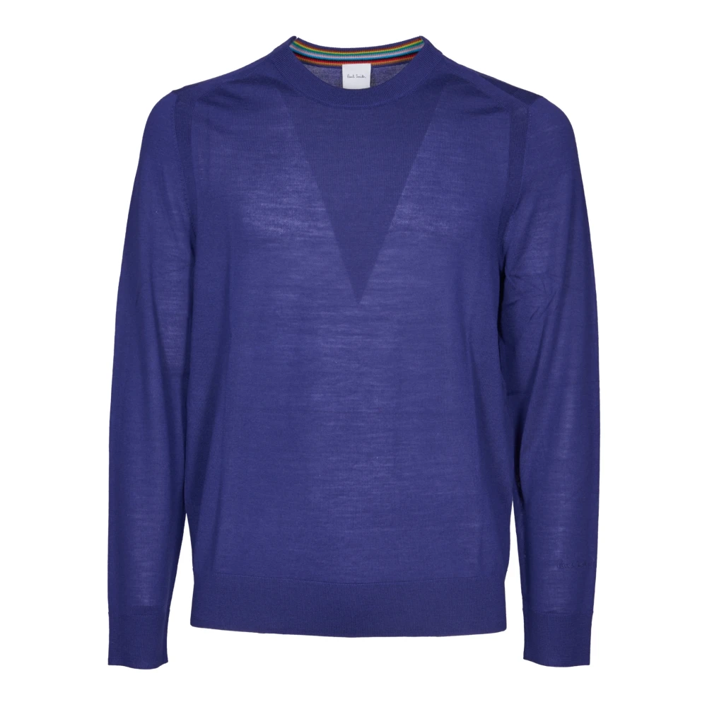 PS By Paul Smith Blauwe Gebreide Trui Sweater Ronde Hals Aw24 Blue Heren
