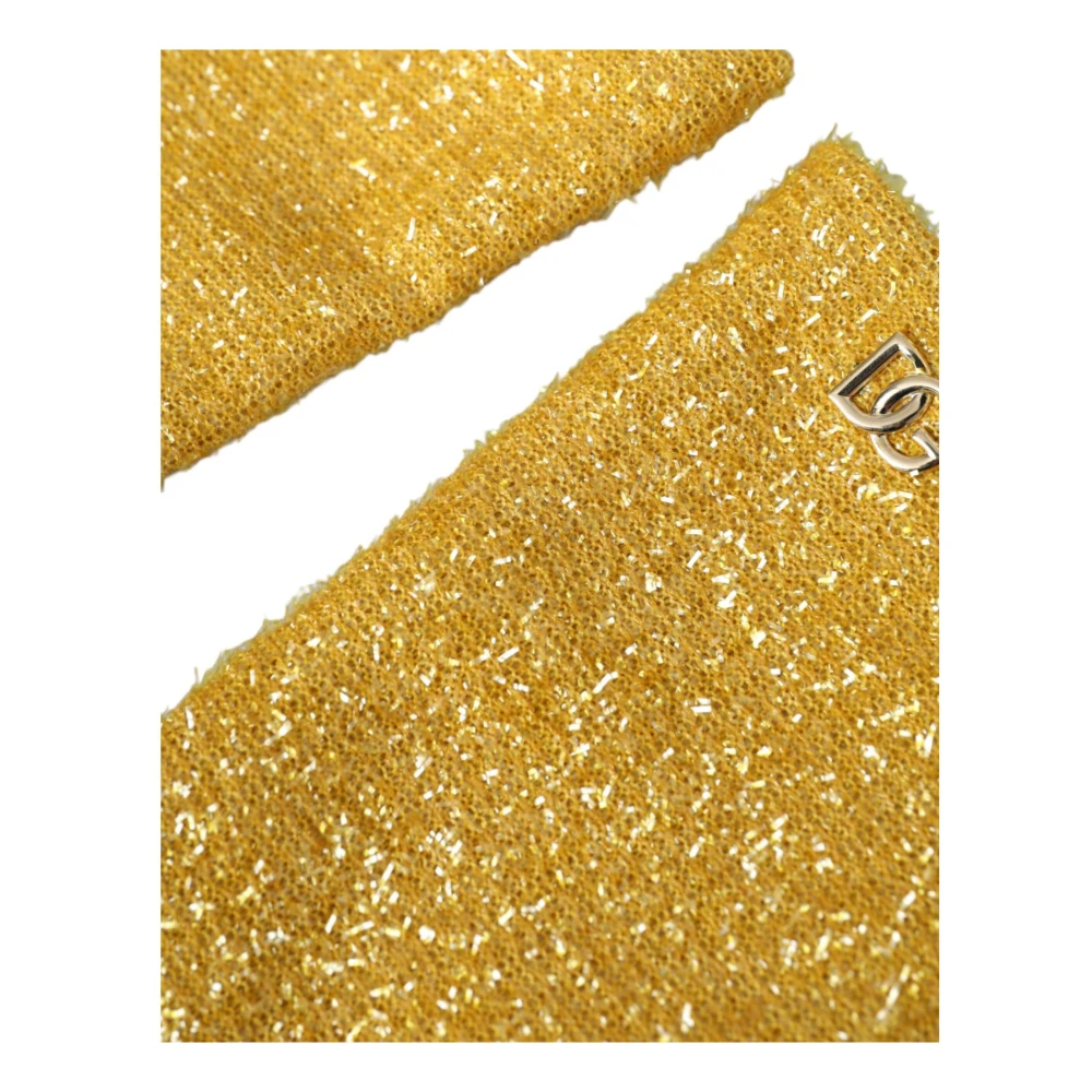 Dolce & Gabbana Gouden Lurex Mid Arm Handschoenen Yellow Dames