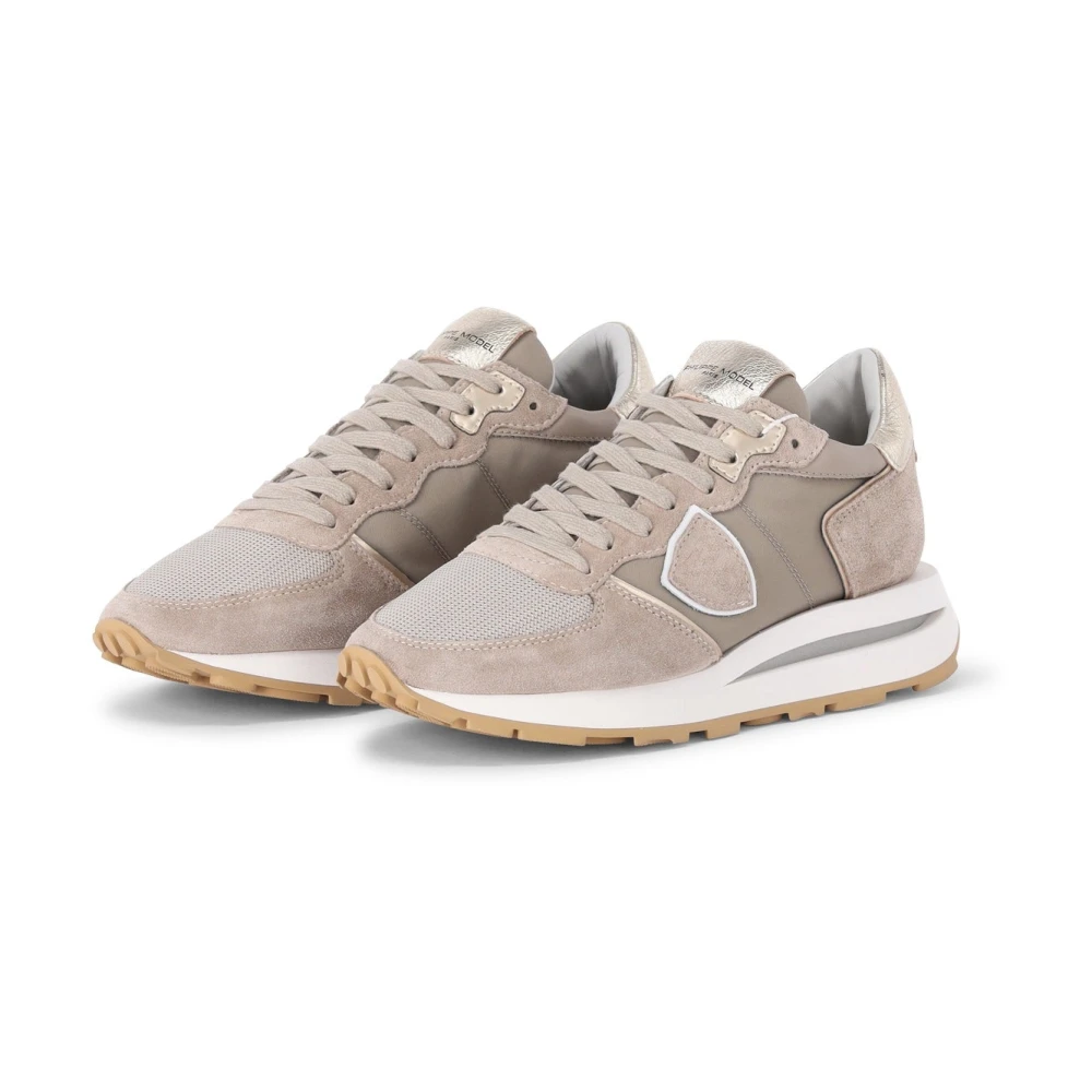 Philippe Model Hoge Lage Sneaker Stijl Dames Schoenen Beige