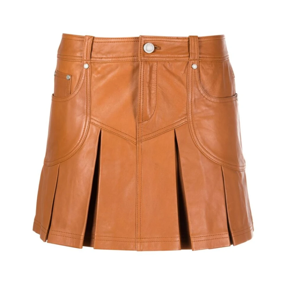 Trussardi Lamsleren Plooirok Brown Dames