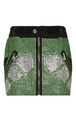 Leather Strass Skirt Mini