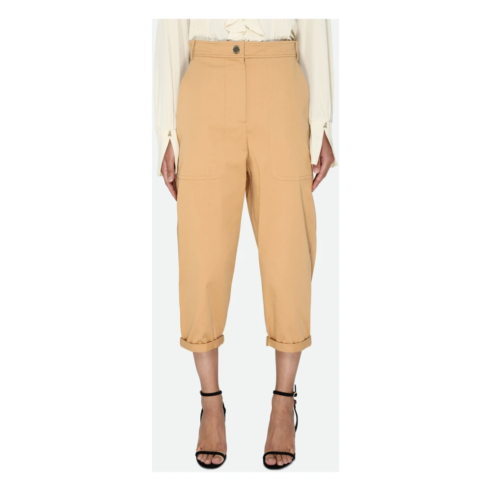 PATRIZIA PEPE Cargo Broek in Oker Katoen Yellow Dames