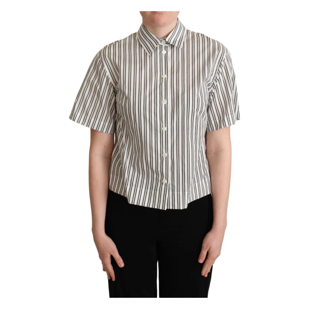 Dolce & Gabbana Women's Multicolor Elegant Striped Cotton Polo Top - Shirts - M - Blouses & Shirts