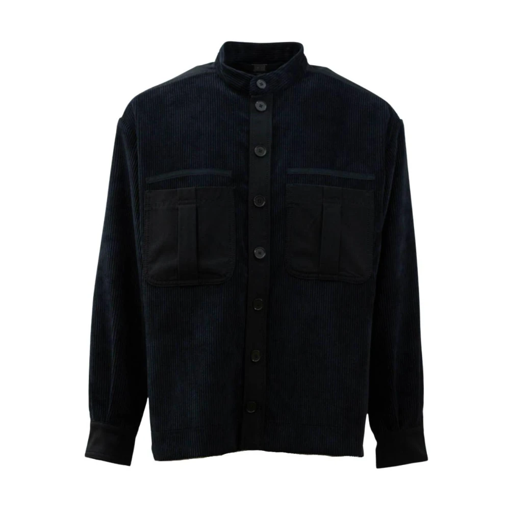 High Oversized Zwart Shirt met Militaire Stijl Zakken Black Dames
