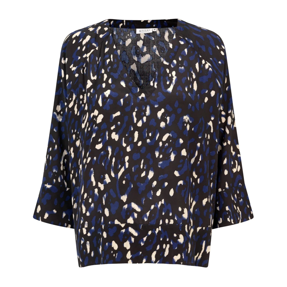 Masai Blauwe Luipaardprint Top Multicolor Dames