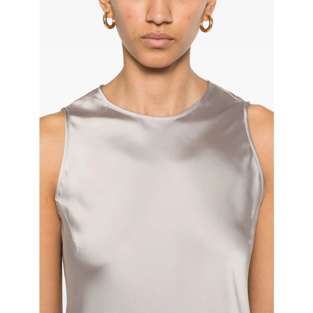 Herno Satijnen Lange Jurk Gray Dames