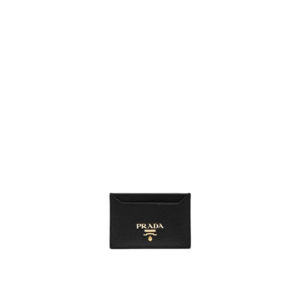 Prada Women's Black Logo Leather Card Holder
