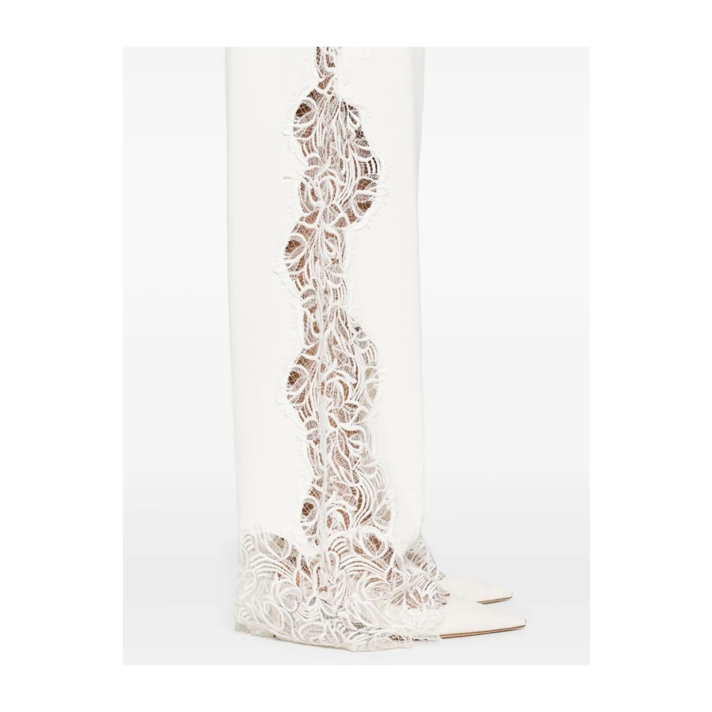 Ermanno Scervino Witte bloemen geborduurde elastische taille broek White Dames