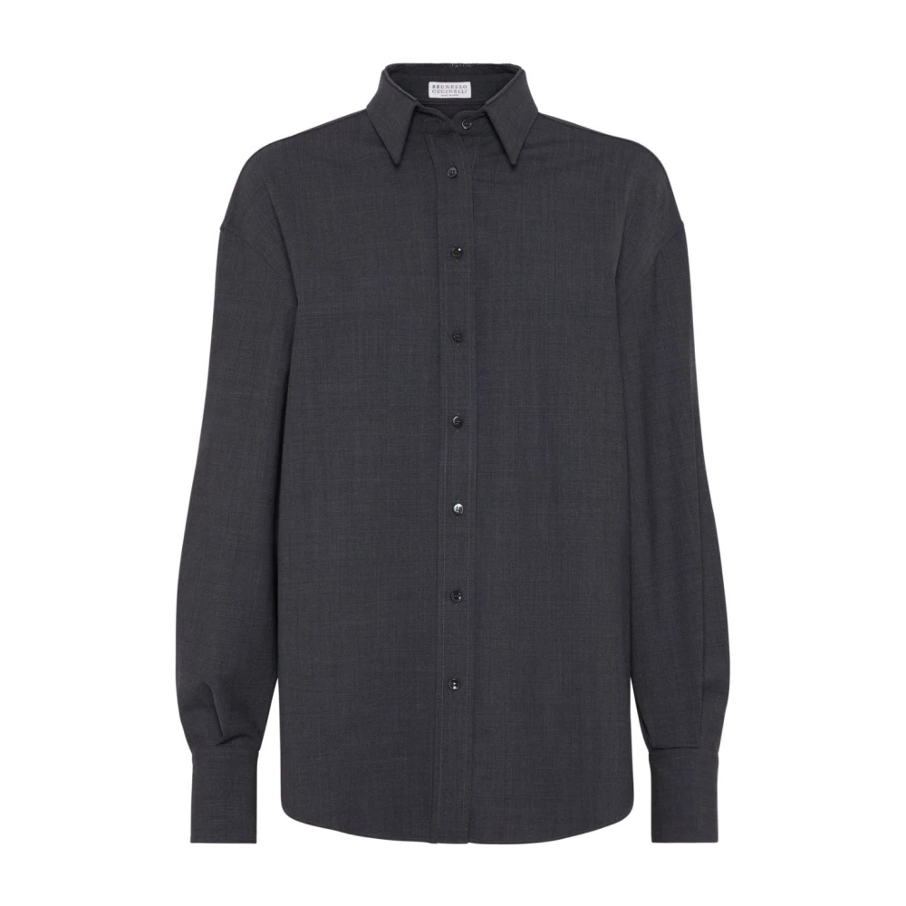 BRUNELLO CUCINELLI Antracietgrijs Overhemd met Monili Kettingdetail Gray Dames