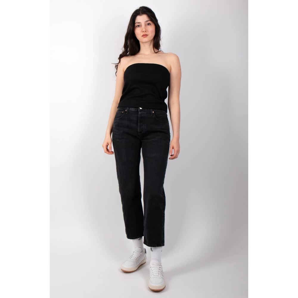 Agolde Zwarte Easy Straight Hitch Jeans Black Dames