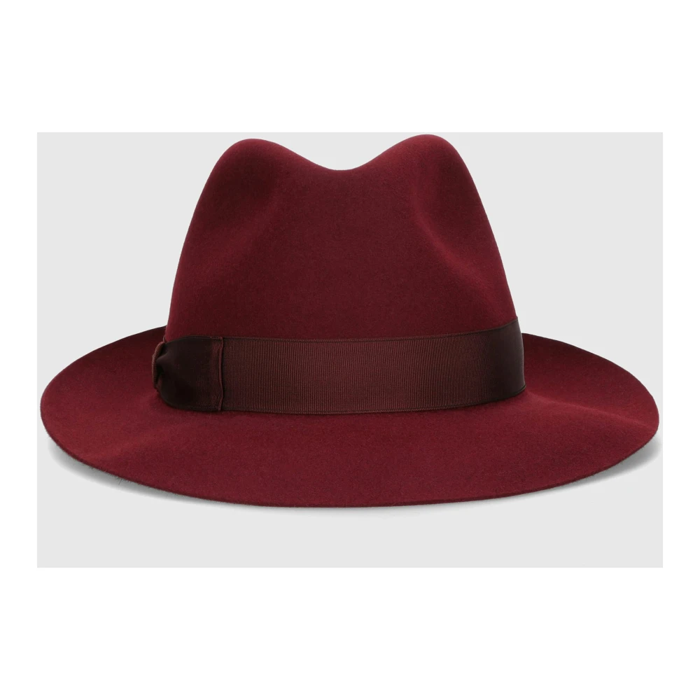 Borsalino Tijdloze vilten hoed met grosgrain lint Red Dames