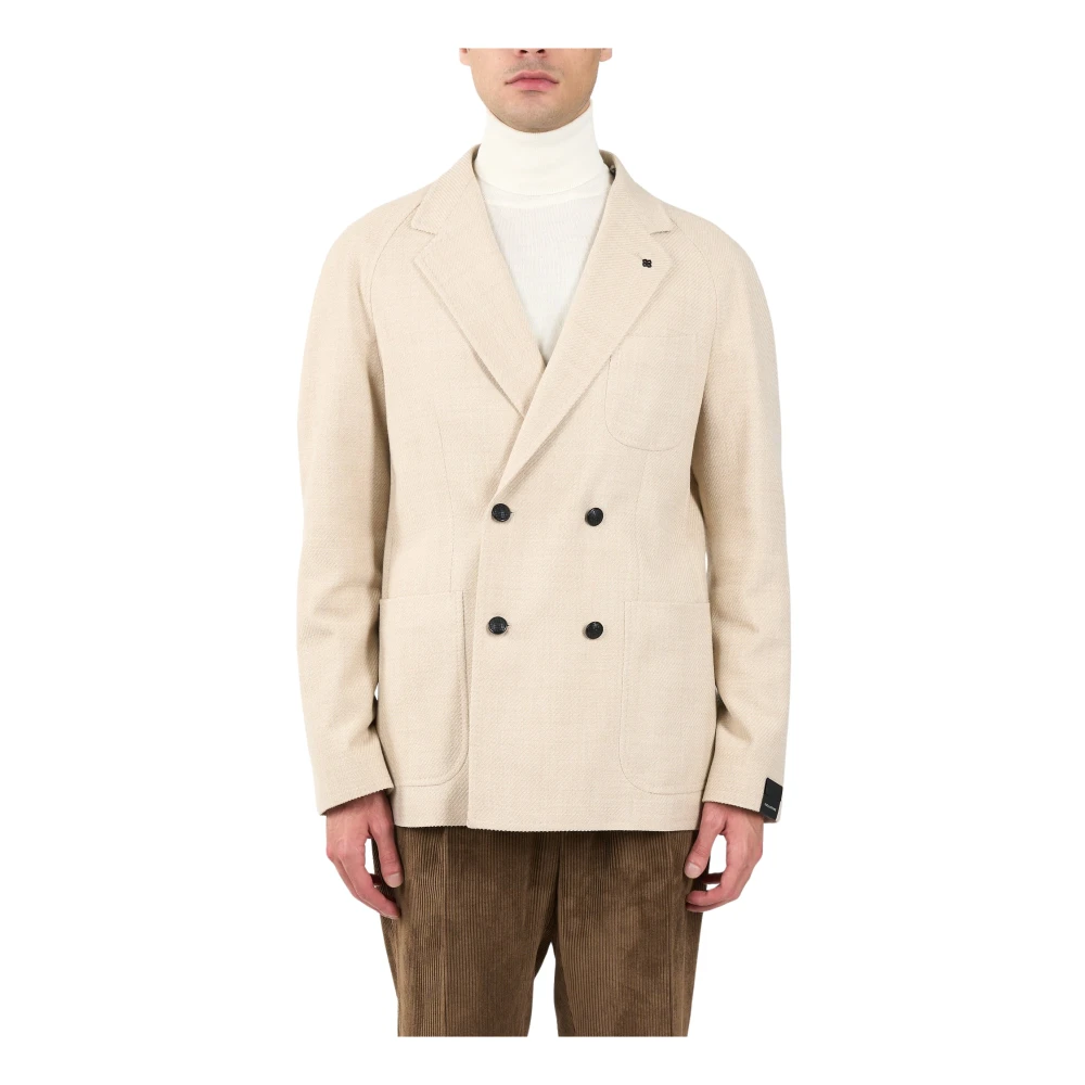 Tagliatore Dubbelbreasted jas in diagonale stof Beige Heren